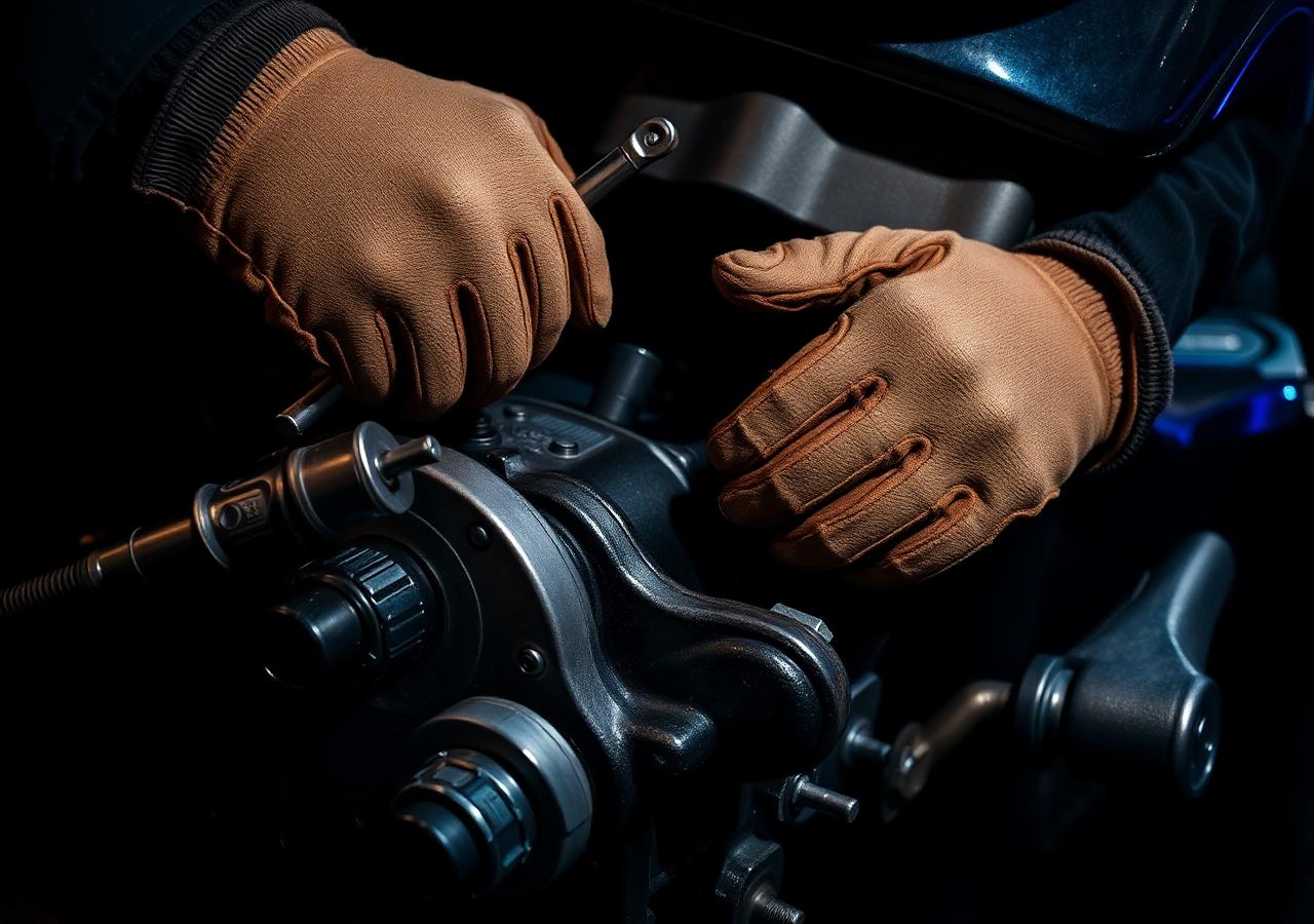 Mechaniker bei der Arbeit an einem Motor in der Werkstatt